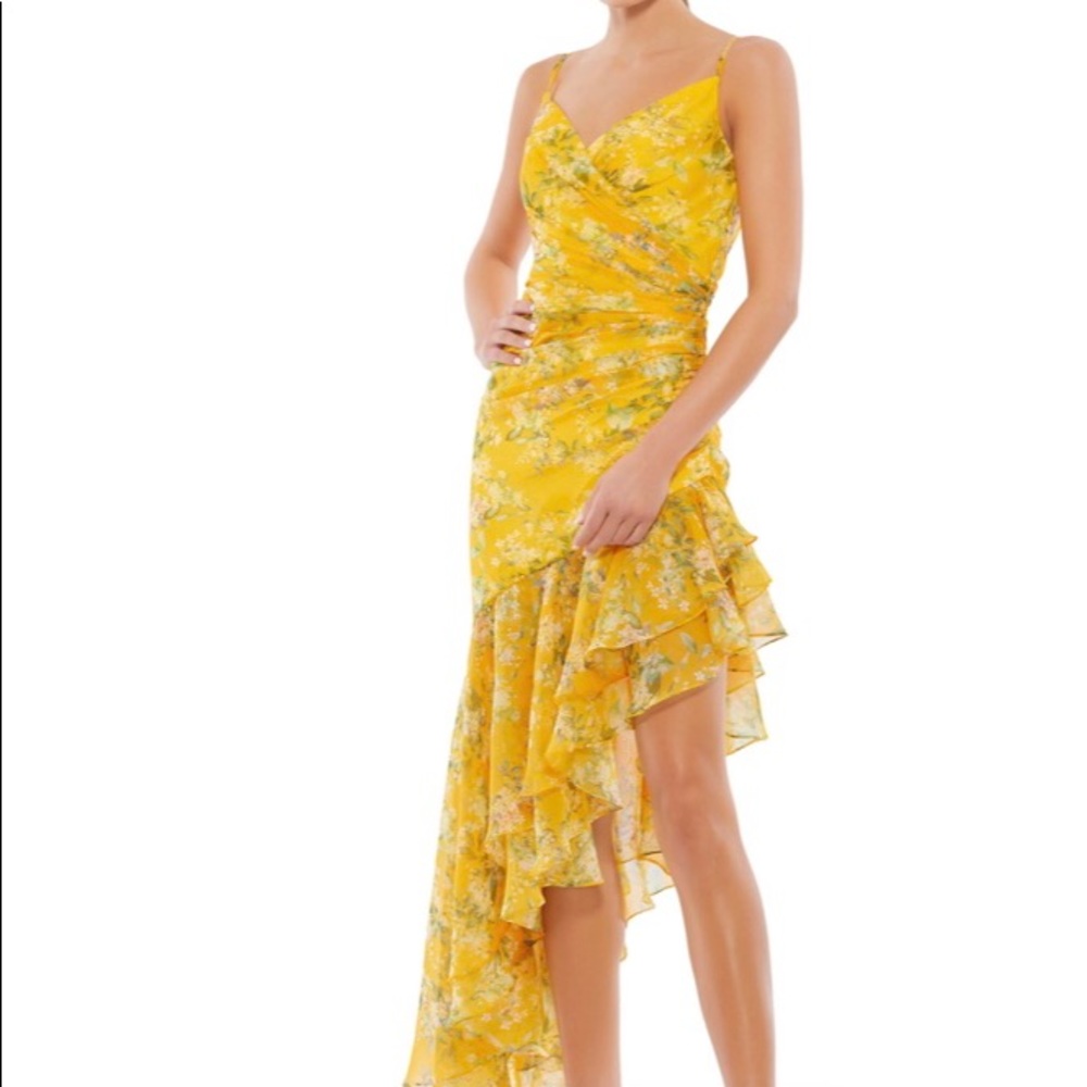 Mac Duggal Asymmetric Floral Dress